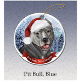 Pit Bull Terrier Blue Cropped Howliday Dog Christmas Ornament