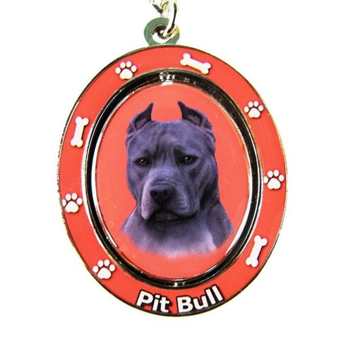Pit Bull Terrier Blue Dog Spinning Keychain