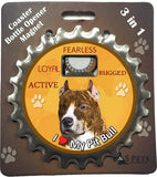 Pit Bull Terrier Brindle Dog Bottle Ninja Stainless Steel Opener Magnet