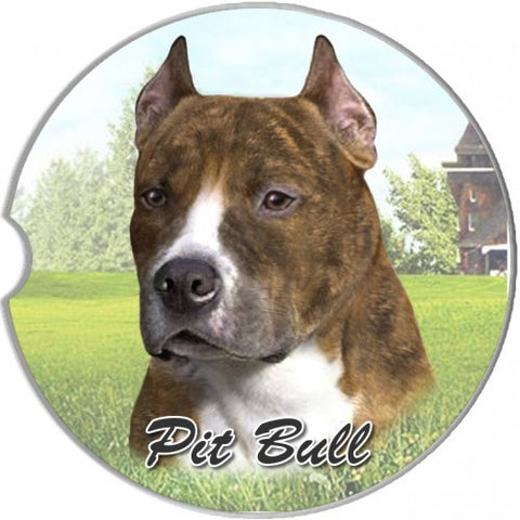 Pit Bull Brindle Sandstone Absorbent Dog Breed Car Coaster