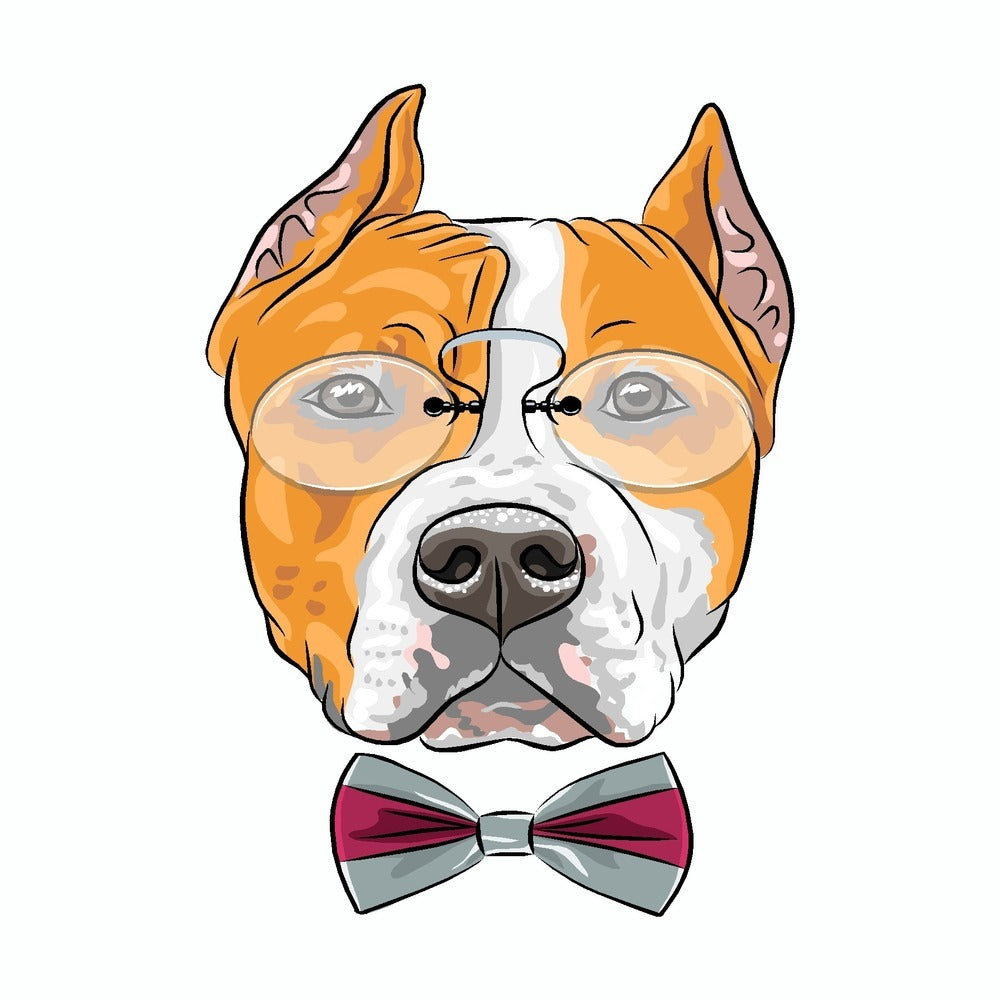 Pit Bull with Glasses and Tie Sticker
