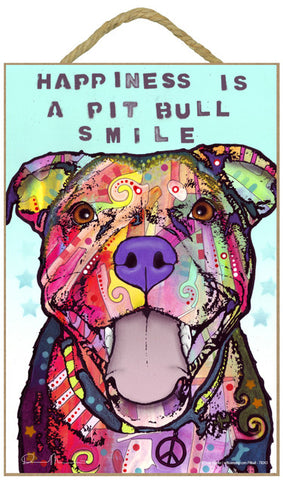 Pit Bull Happiness Is A Pit Bull Smile Dog Dean Russo Wood Dog Sign
