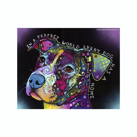 Pit Bull In A Perfect World Every Dog Has A Home Dean Russo Vinyl Dog Car Sticker