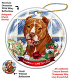 Pit Bull Terrier Orange Cropped Howliday Dog Christmas Ornament