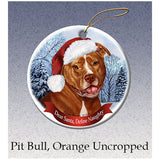 Pit Bull Terrier Orange Uncropped Howliday Dog Christmas Ornament