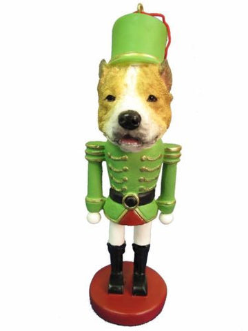 Pit Bull Terrier Tan Dog Toy Soldier Nutcracker Christmas Ornament