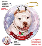 Pit Bull Terrier White Cropped Howliday Dog Christmas Ornament