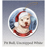 Pit Bull Terrier White Uncropped Howliday Dog Christmas Ornament