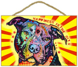 Pit Bull Happiness Is The Pits Dean Russo Wood Dog Sign