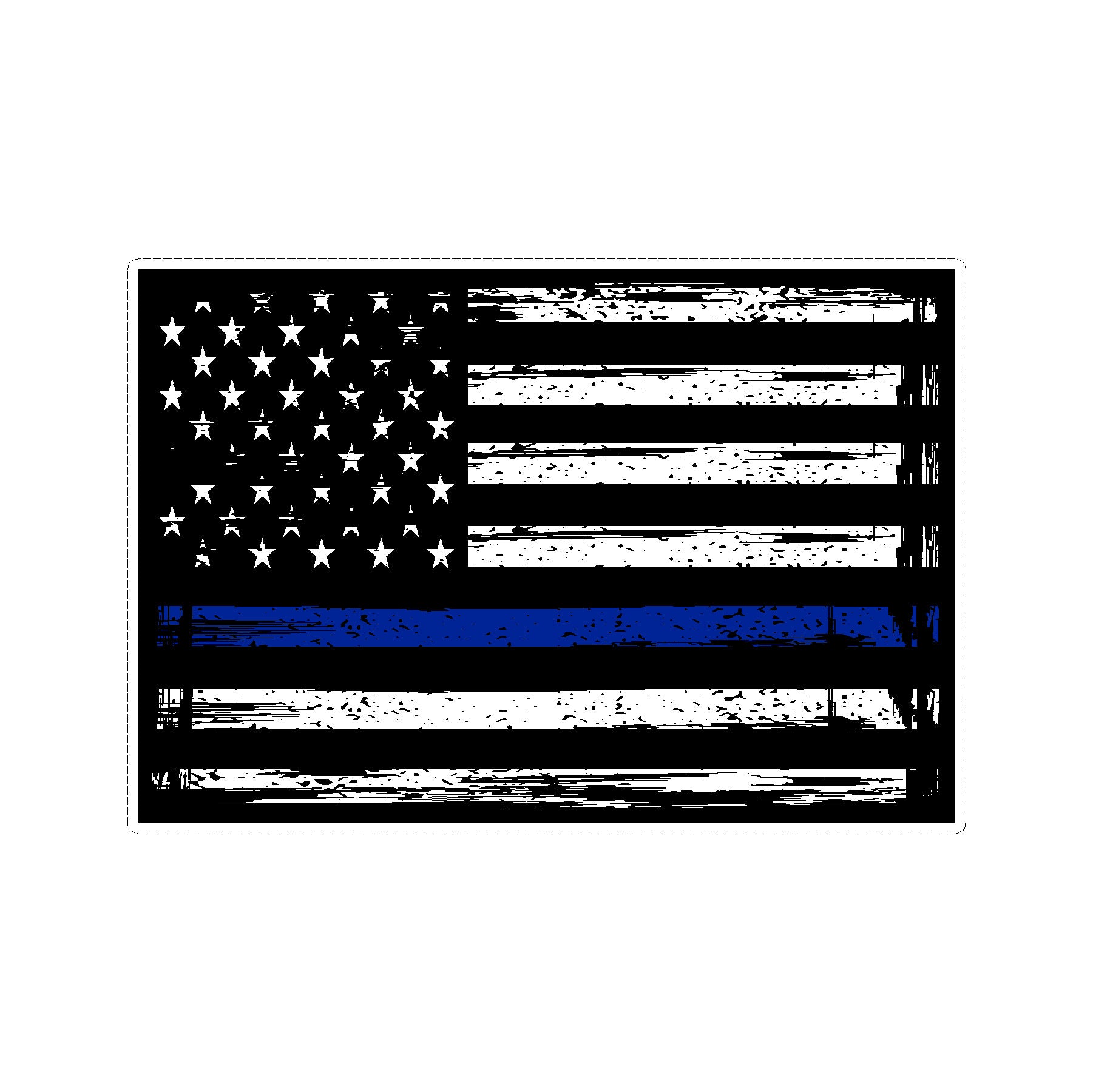 Thin Blue Line US American Flag Support Police Stressed Vinyl Car Sticker