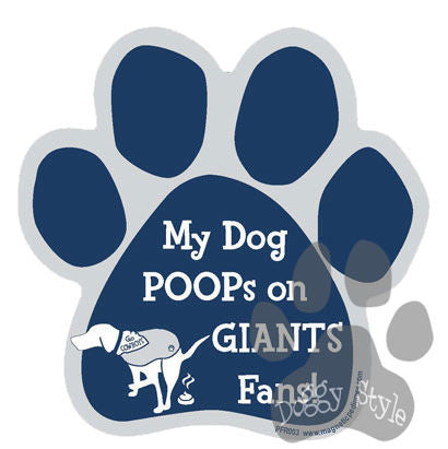 My Dog Poops On Giants Fans Cowboys vs Giants Football Dog Paw Magnet
