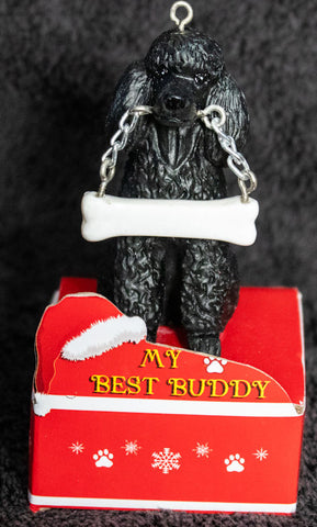 Poodle Black Statue Best Buddy Christmas Ornament