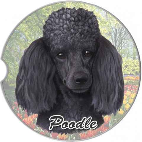Poodle Black Sandstone Absorbent Dog Breed Car Coaster