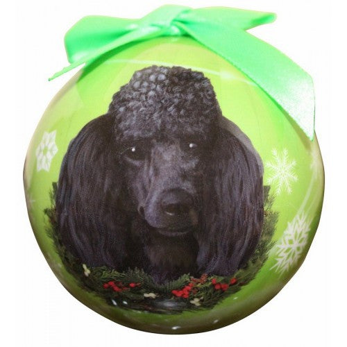 Poodle Black Shatterproof Dog Christmas Ornament