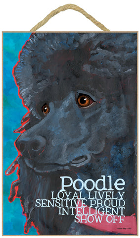 Poodle Black Ursula Dodge Wood Dog Sign