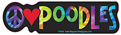Peace Love Poodle Yippie Hippie Dog Car Sticker