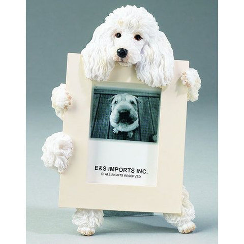 Poodle White Dog Picture Frame Holder