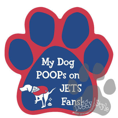 My Dog Poops On Jets Fans Giants vs Jets Football Dog Paw Magnet