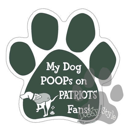 My Dog Poops On Patriots Fans Jets vs Patriots Football Dog Paw Magnet