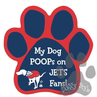 My Dog Poops On Jets Fans Patriots vs Jets Football Dog Paw Magnet