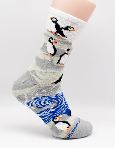 Puffin Bird Novelty Socks Gray Medium