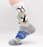 Puffin Bird Novelty Socks Gray Medium