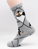 Puffin Bird Novelty Socks Gray Medium