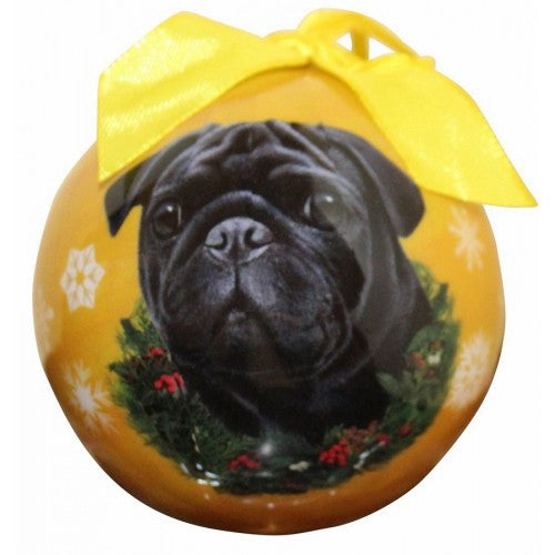 Pug Black Shatterproof Dog Breed Christmas Ornament