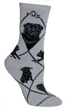 Pug Black Dog Breed Novelty Socks Gray