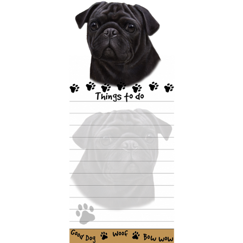 Pug Black List Stationery Notepad