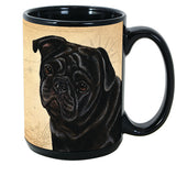 Faithful Friends Pug Black Dog Breed Coffee Mug