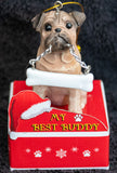 Pug Fawn Statue Best Buddy Christmas Ornament