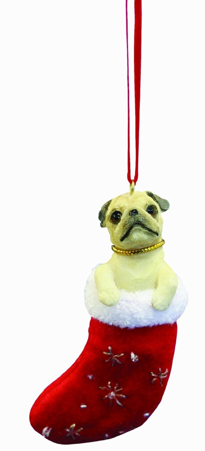 Santa's Little Pals Pug Fawn Christmas Ornament