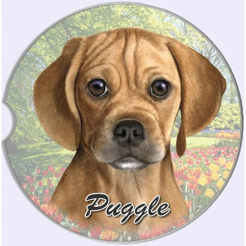Puggle Sandstone Absorbent Dog Breed Car Coaster