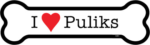 I Love Puliks Dog Bone Magnet