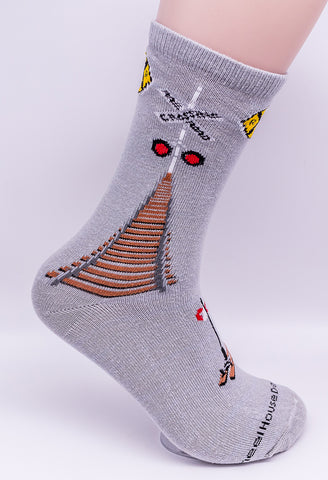 Railroad Crossing Train Novelty Socks