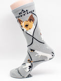 Rat Terrier Dog Breed Novelty Socks Gray
