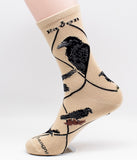 Raven Bird Novelty Socks Khaki Medium
