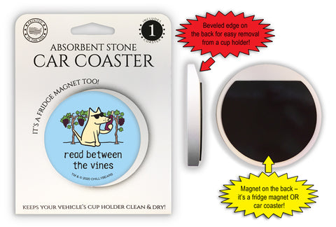 Teddy The Dog Read Between The Vines Magnetic Car Coaster