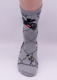 Red Wing Blackbird Bird Dog Breed Novelty Socks Gray