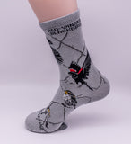 Red Wing Blackbird Bird Dog Breed Novelty Socks Gray