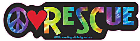 Peace Love Rescue Yippie Hippie Dog Car Sticker