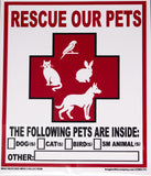 Rescue Our Pets Emergency Services Alert Dog Window Decal