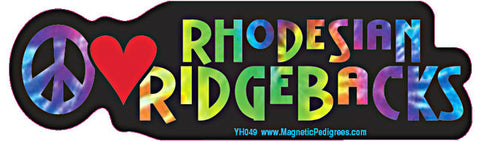 Peace Love Rhodesian Ridgeback Yippie Hippie Dog Car Sticker