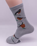 American Robin Bird Dog Breed Novelty Socks Gray