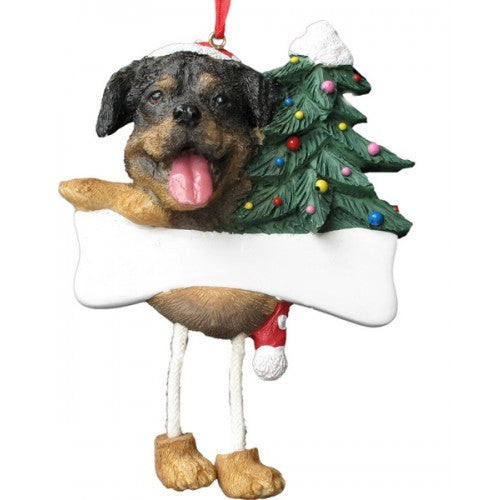 Dangling Leg Rottweiler Dog Christmas Ornament