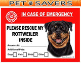 Rottweiler Dog Emergency Window Cling