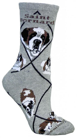 Saint Bernard Dog Breed Novelty Socks Gray