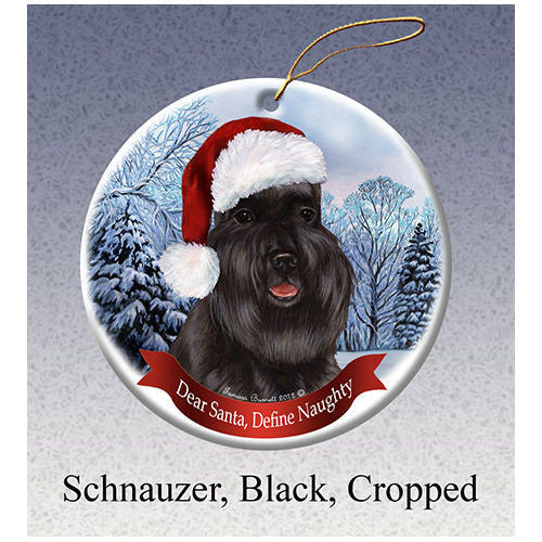 Schnauzer Black Cropped Howliday Dog Christmas Ornament