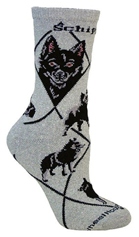 Schipperke Dog Breed Novelty Socks Gray